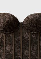 FITTED LACE CORSET - Top - dark brown
