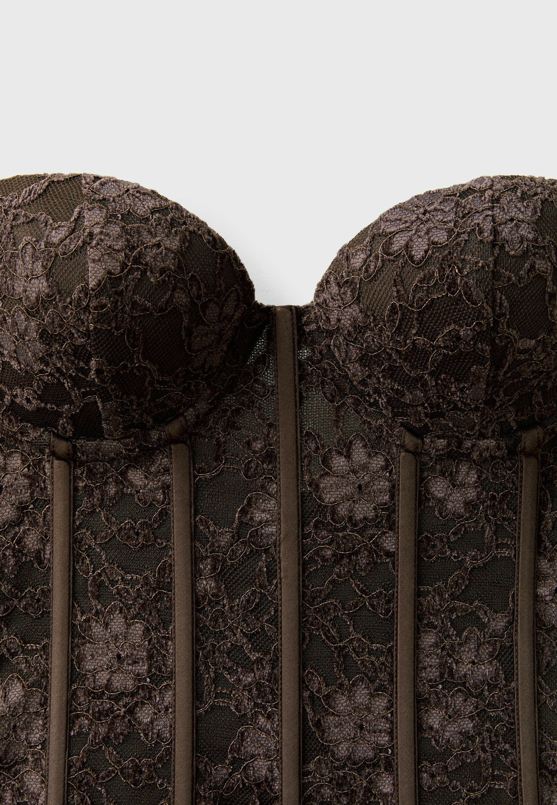 FITTED LACE CORSET - Top - dark brown