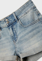Jeansshort - stone blue denim