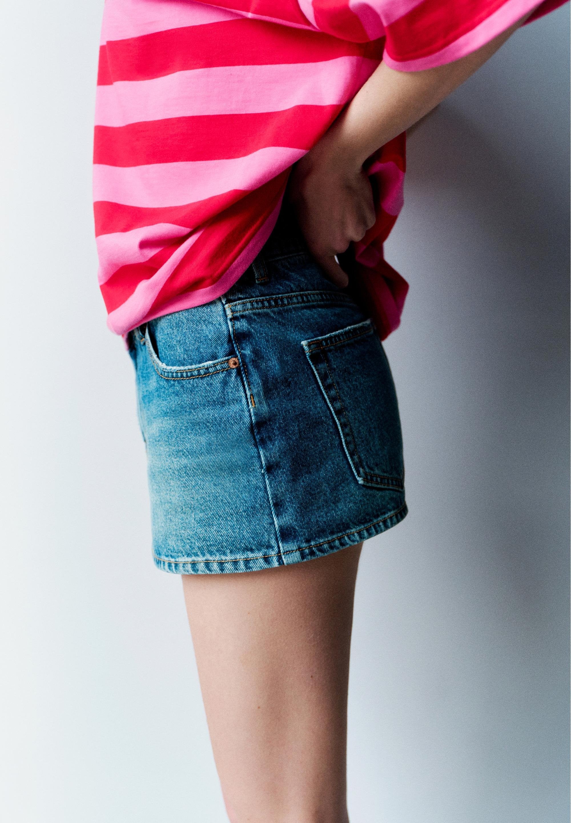 DENIM MINI SKORT - Skort - blue denim