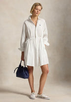 COTTON DRAWCORD SHIRTDRESS - Shirtdress - white