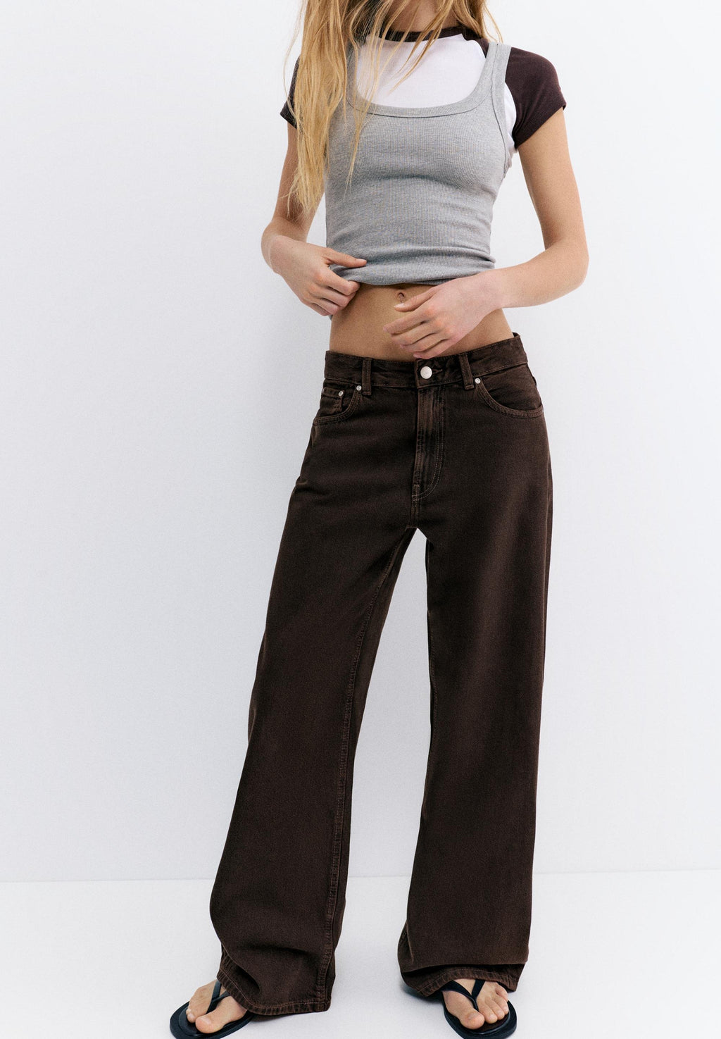 Relaxed fit jeans - brown