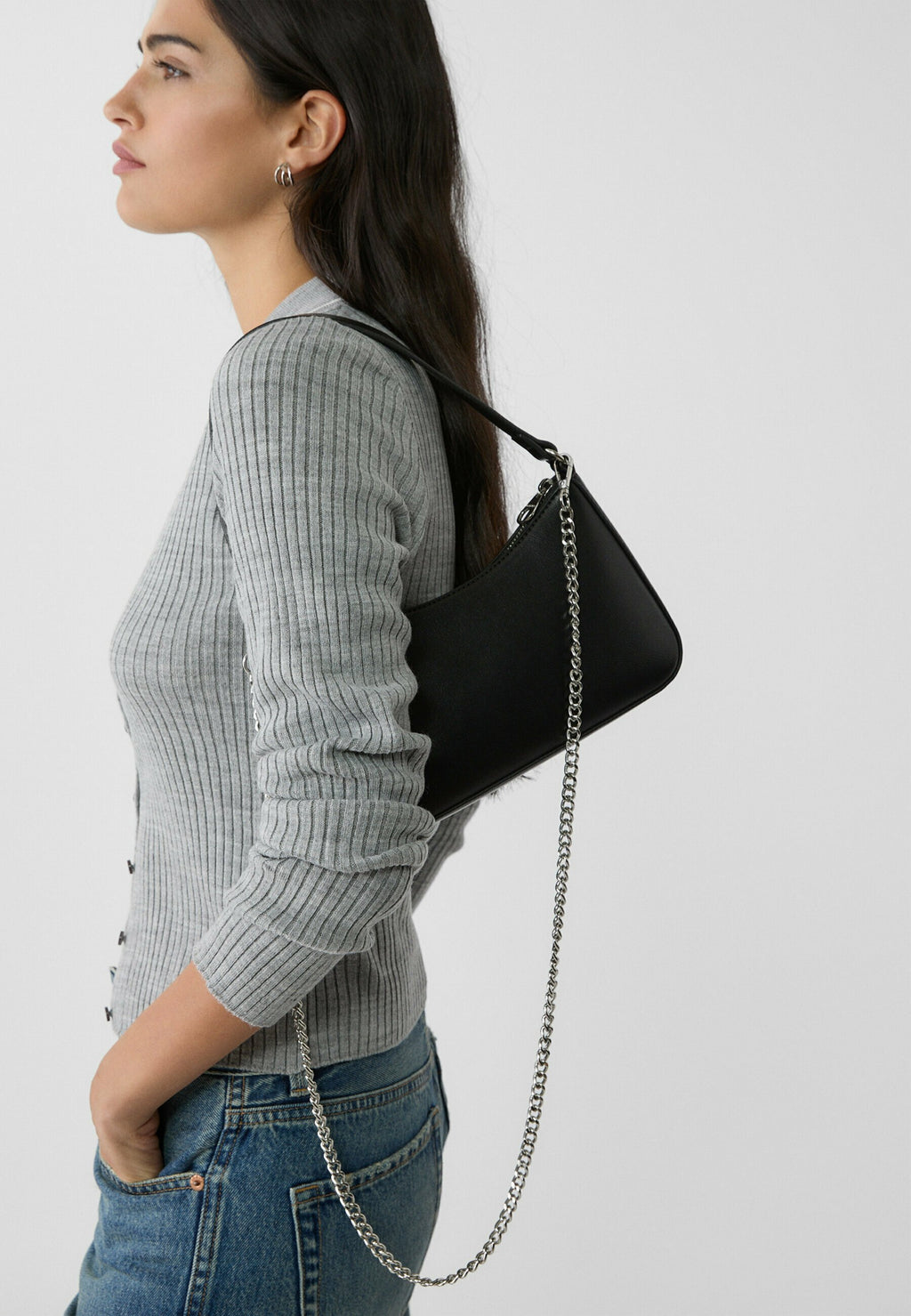 WITH CHAIN DETAIL - Handtas - black