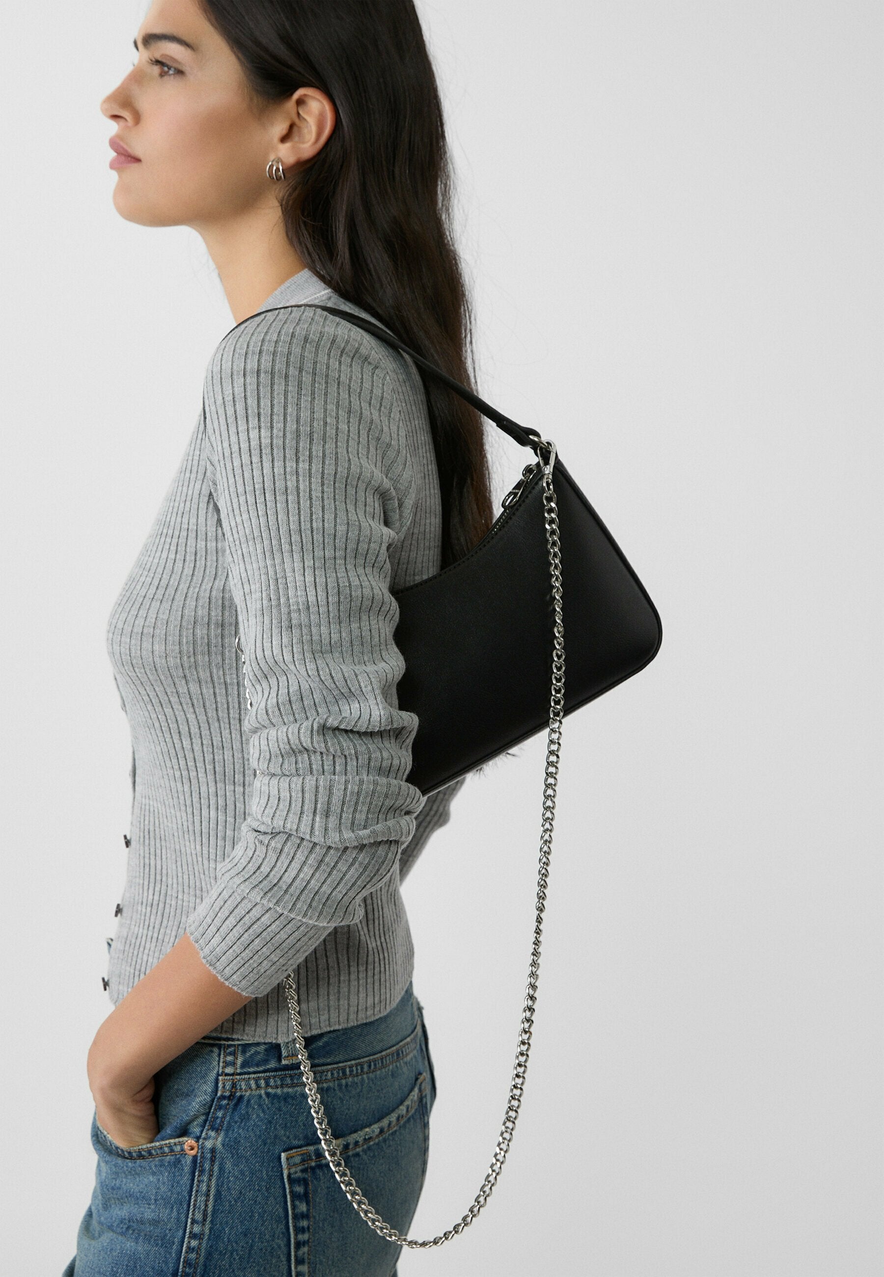 WITH CHAIN DETAIL - Handtas - black
