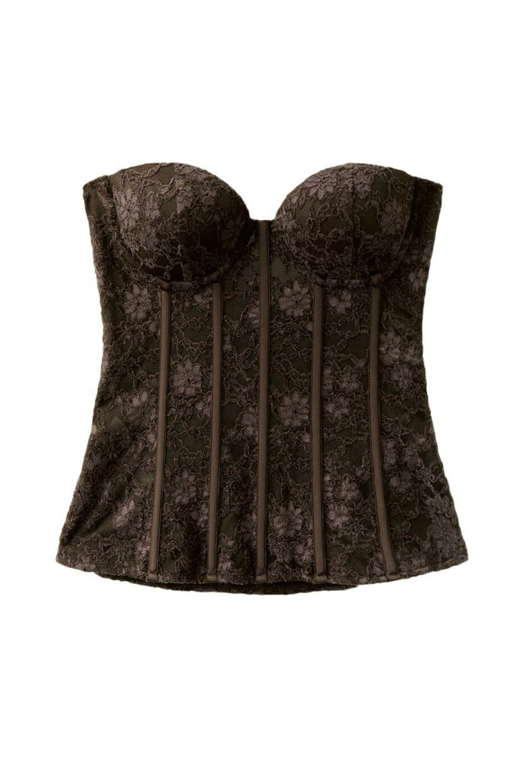 FITTED LACE CORSET - Top - dark brown