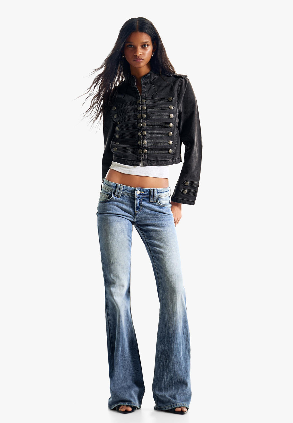 EMBROIDERED FLARED LOW-RISE - JEANS 01042335 - Flared Jeans - light blue